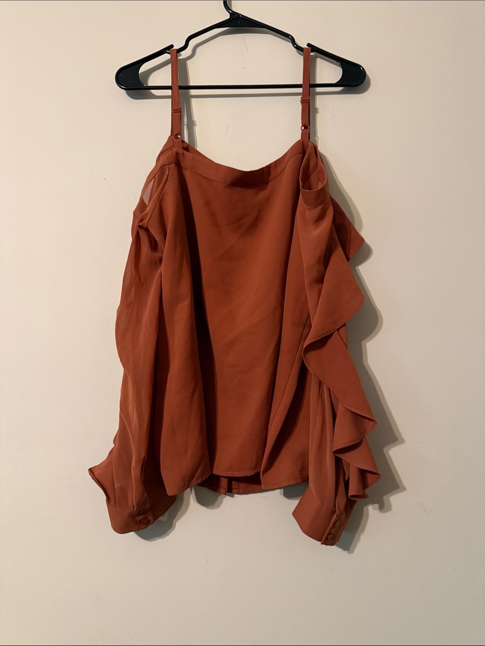 Bar III Rust Ruffle Cold-Shoulder Camisole - Picture 6 of 6